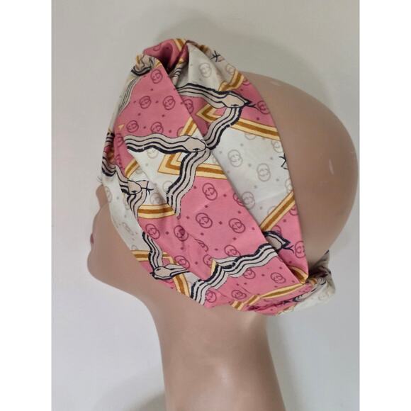 Gucci Beige pink multicolor GG Patterned Headband M sz main image 11